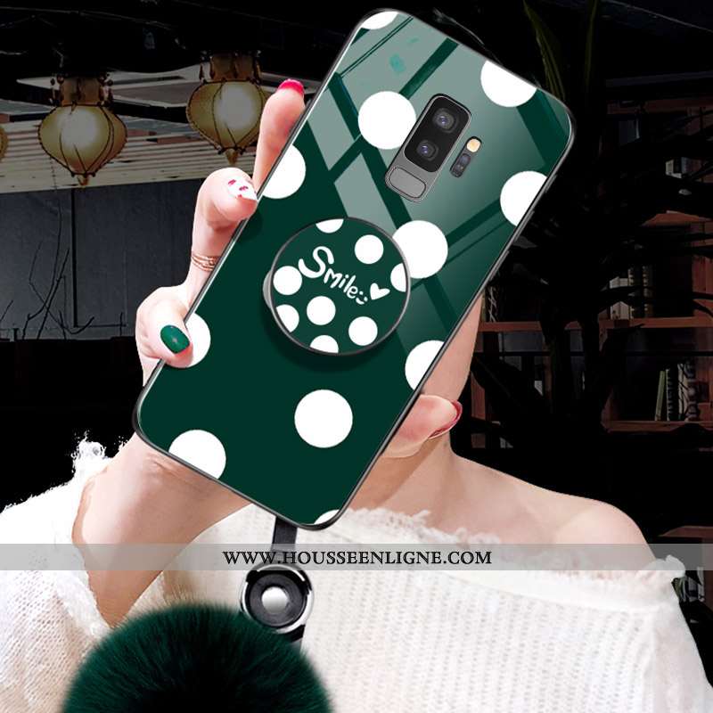 Coque Samsung Galaxy S9+ Vintage Verre Peluche Vert Nouveau Étui Verte