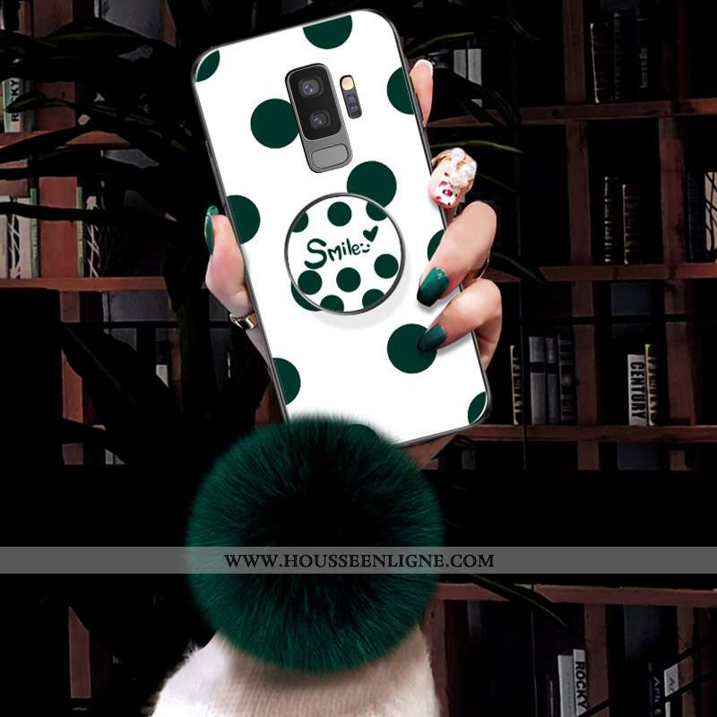 Coque Samsung Galaxy S9+ Vintage Verre Peluche Vert Nouveau Étui Verte