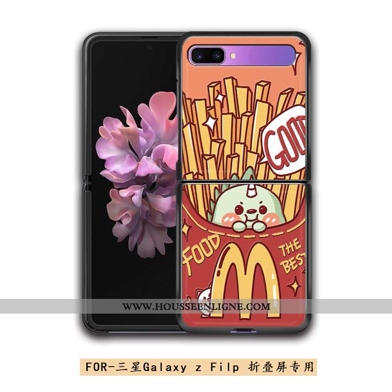 Coque Samsung Z Flip Cuir Modèle Fleurie Gaufrage Arc En Ciel Charmant Plier Téléphone Portable Bleu