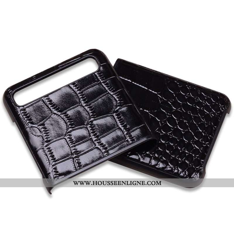 Coque Samsung Z Flip Cuir Véritable Portefeuille Protection Cuir Marron Divisé Incassable