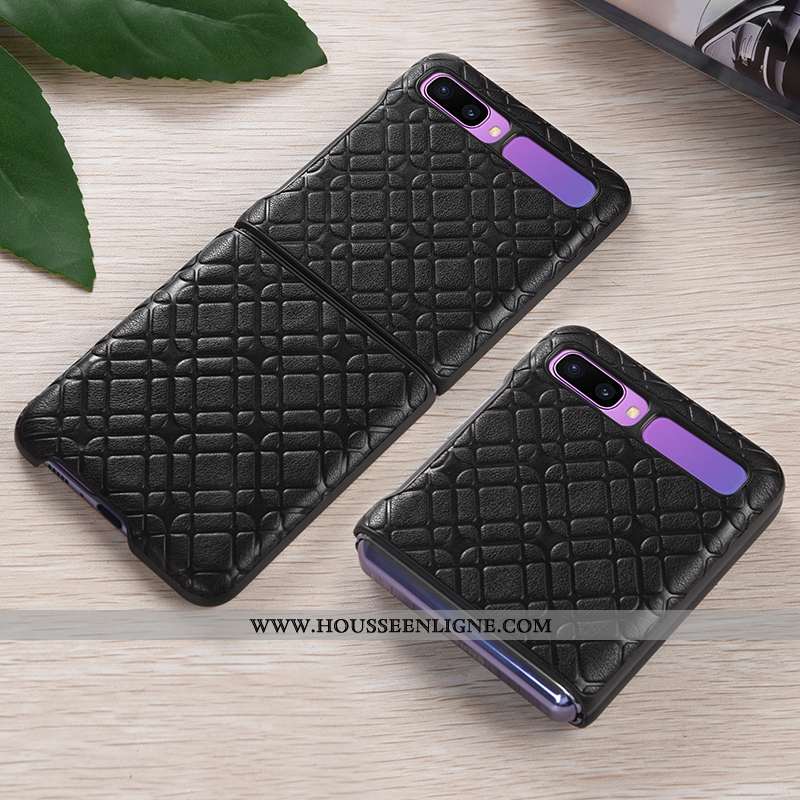 Coque Samsung Z Flip Cuir Véritable Ultra Légère Étui Tout Compris Téléphone Portable Bleu