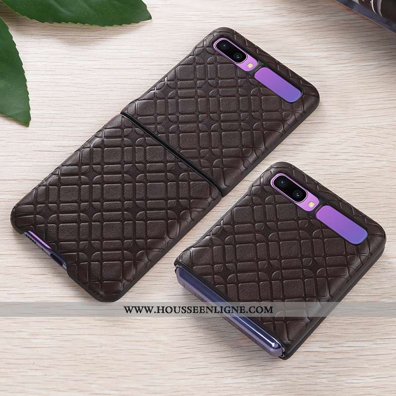 Coque Samsung Z Flip Cuir Véritable Ultra Légère Étui Tout Compris Téléphone Portable Bleu