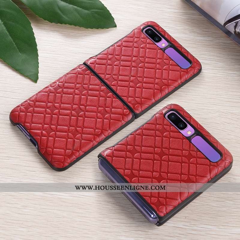 Coque Samsung Z Flip Cuir Véritable Ultra Légère Étui Tout Compris Téléphone Portable Bleu