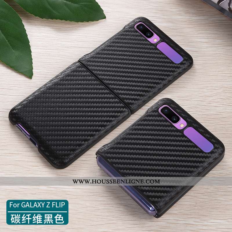 Coque Samsung Z Flip Cuir Véritable Ultra Légère Étui Tout Compris Téléphone Portable Bleu