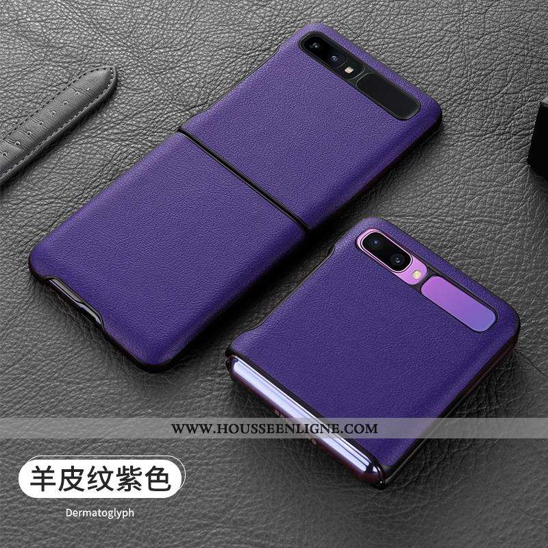 Coque Samsung Z Flip Cuir Véritable Ultra Légère Étui Tout Compris Téléphone Portable Bleu