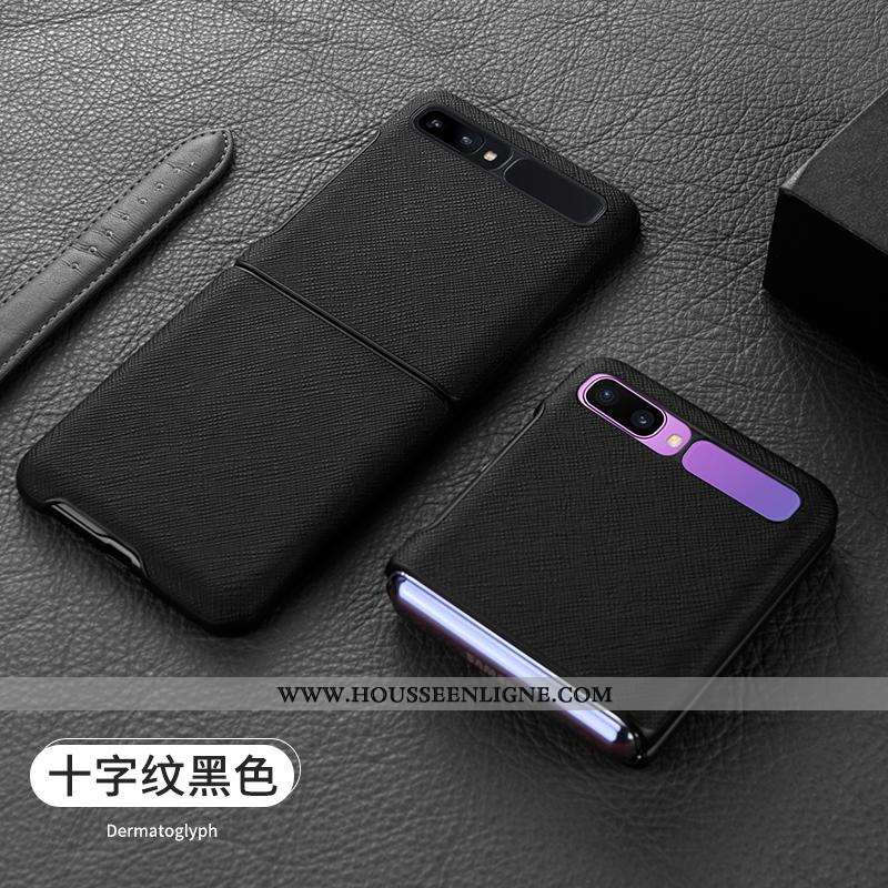 Coque Samsung Z Flip Cuir Véritable Ultra Légère Étui Tout Compris Téléphone Portable Bleu