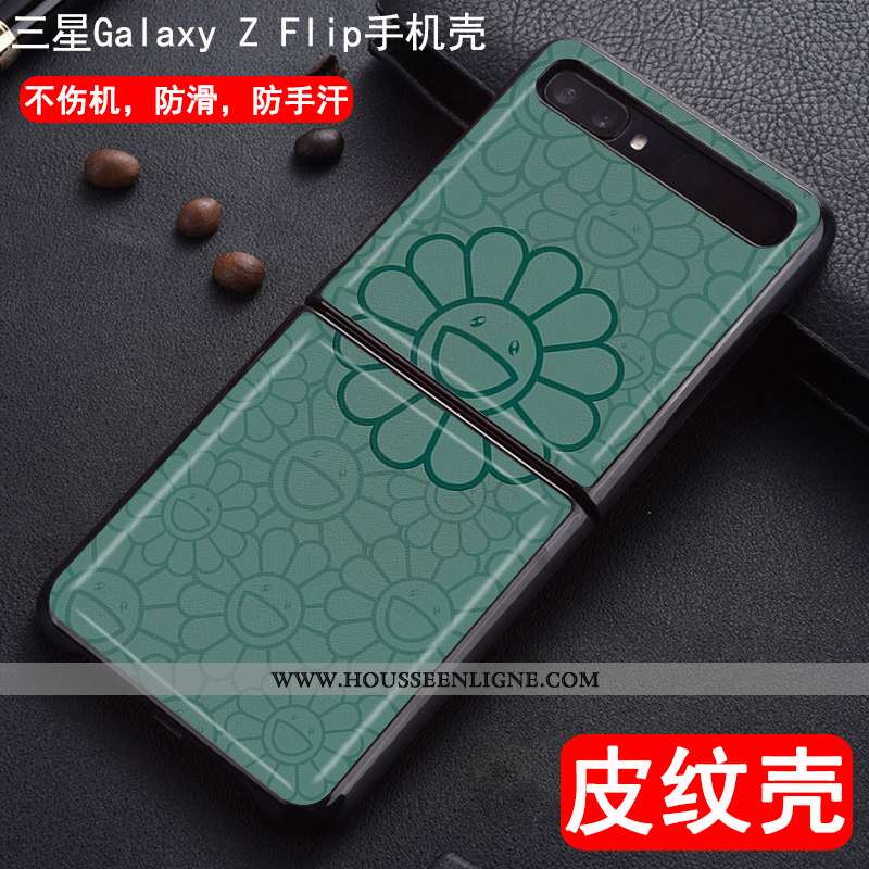 Coque Samsung Z Flip Personnalité Créatif Téléphone Portable Tendance Incassable Dessin Animé Verte