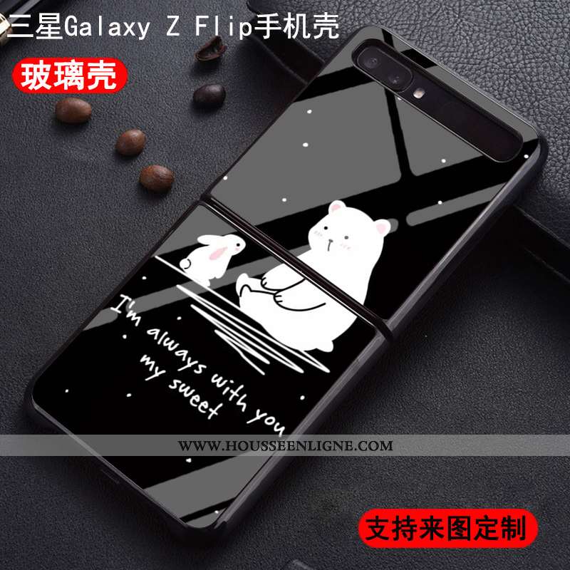 Coque Samsung Z Flip Personnalité Protection Nouveau Amoureux Incassable Étui Verre Bleu
