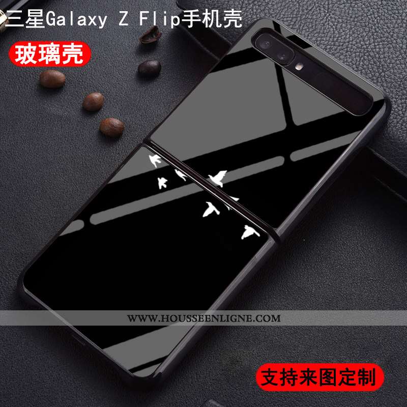 Coque Samsung Z Flip Personnalité Protection Nouveau Amoureux Incassable Étui Verre Bleu