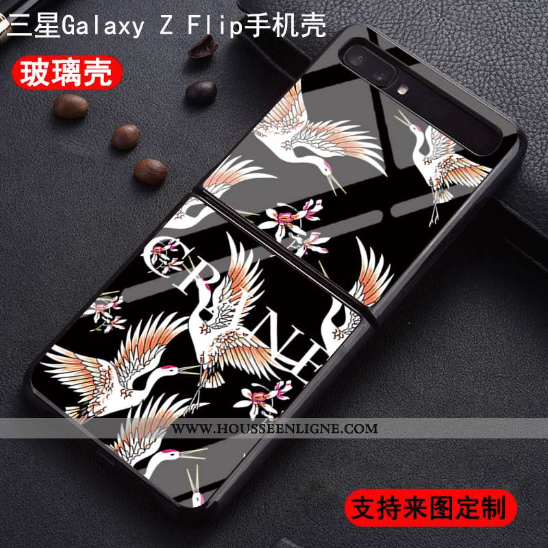Coque Samsung Z Flip Personnalité Protection Nouveau Amoureux Incassable Étui Verre Bleu