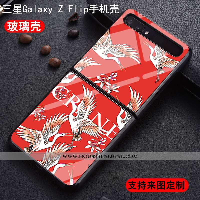 Coque Samsung Z Flip Personnalité Protection Nouveau Amoureux Incassable Étui Verre Bleu