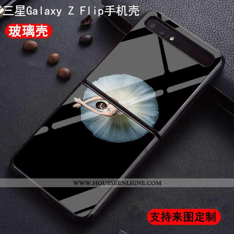 Coque Samsung Z Flip Personnalité Protection Nouveau Amoureux Incassable Étui Verre Bleu