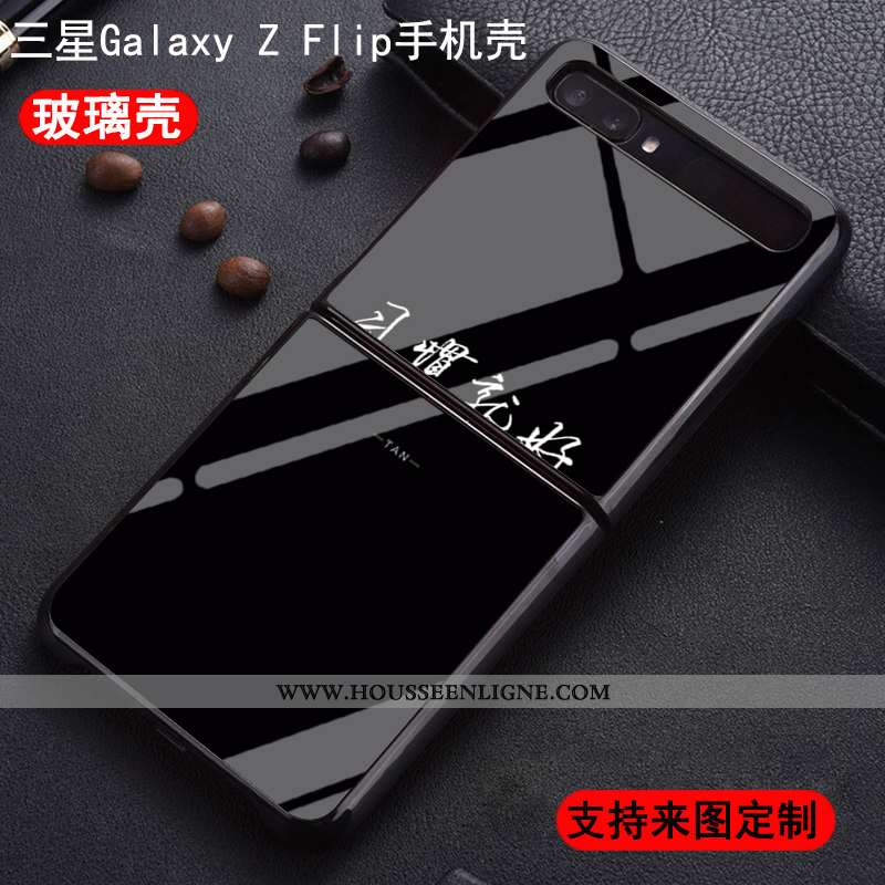 Coque Samsung Z Flip Personnalité Protection Nouveau Amoureux Incassable Étui Verre Bleu
