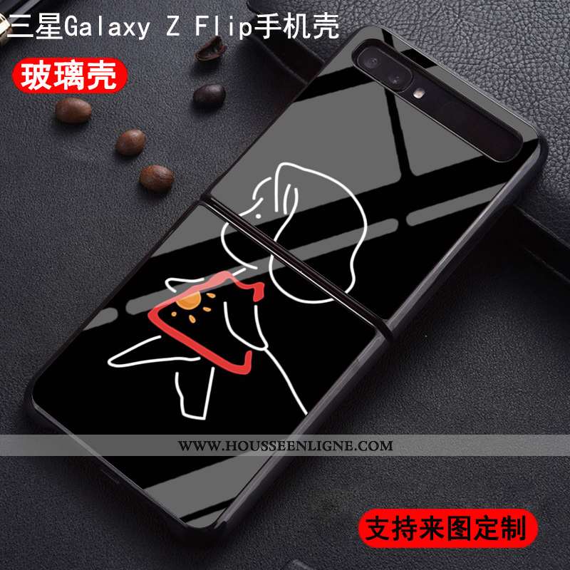 Coque Samsung Z Flip Personnalité Protection Nouveau Amoureux Incassable Étui Verre Bleu