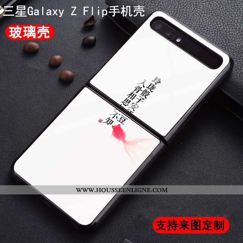 Coque Samsung Z Flip Personnalité Protection Nouveau Amoureux Incassable Étui Verre Bleu