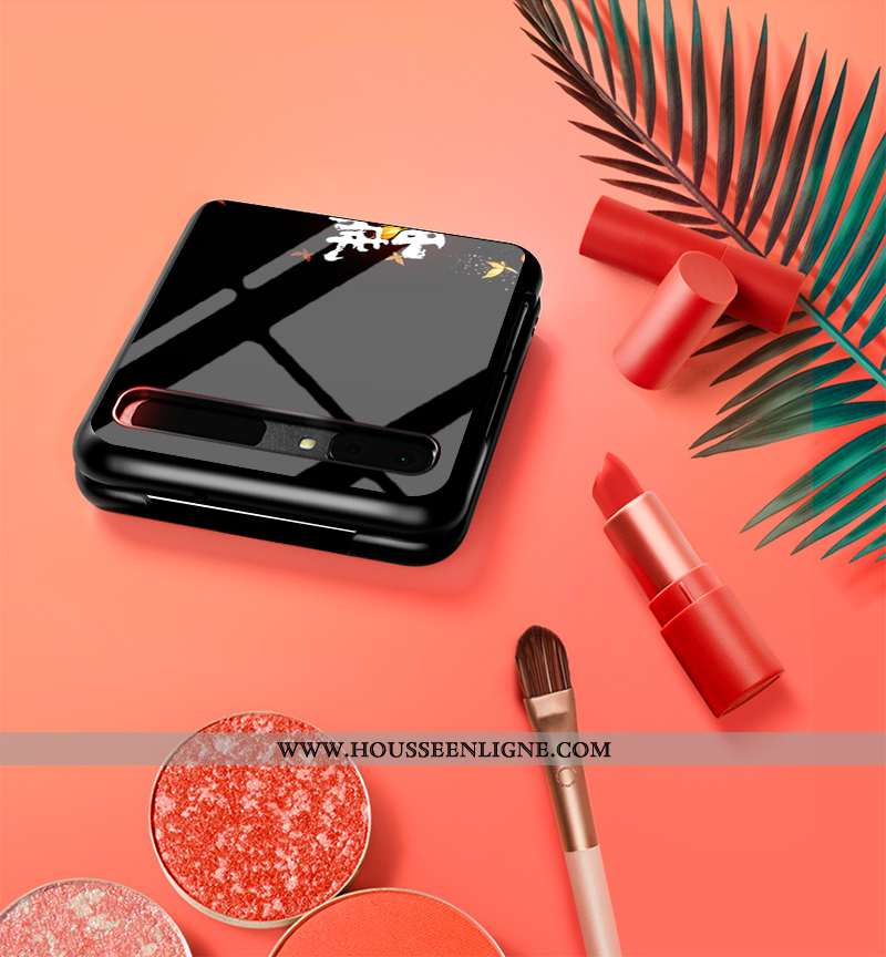 Coque Samsung Z Flip Protection Verre Nouveau Difficile Plier Étoile Amoureux Noir
