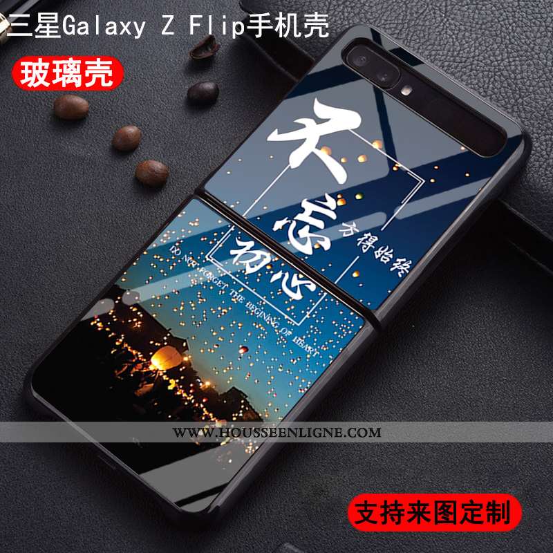 Coque Samsung Z Flip Protection Verre Nouveau Difficile Plier Étoile Amoureux Noir