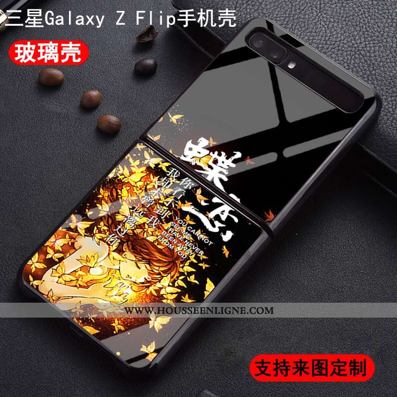 Coque Samsung Z Flip Protection Verre Nouveau Difficile Plier Étoile Amoureux Noir