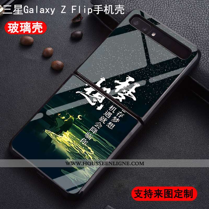Coque Samsung Z Flip Protection Verre Nouveau Difficile Plier Étoile Amoureux Noir