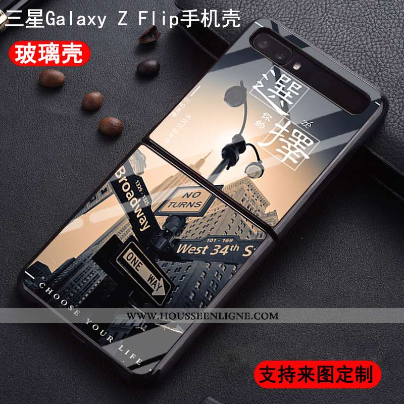 Coque Samsung Z Flip Protection Verre Nouveau Difficile Plier Étoile Amoureux Noir