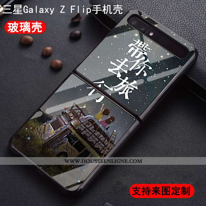 Coque Samsung Z Flip Protection Verre Nouveau Difficile Plier Étoile Amoureux Noir