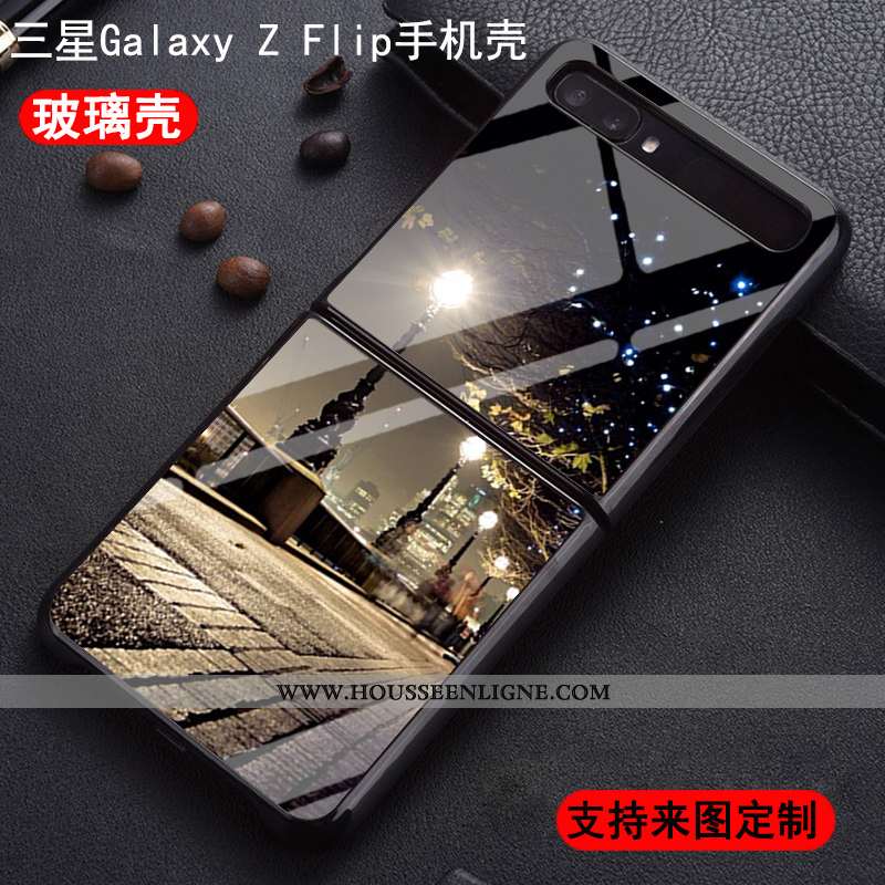 Coque Samsung Z Flip Protection Verre Nouveau Difficile Plier Étoile Amoureux Noir