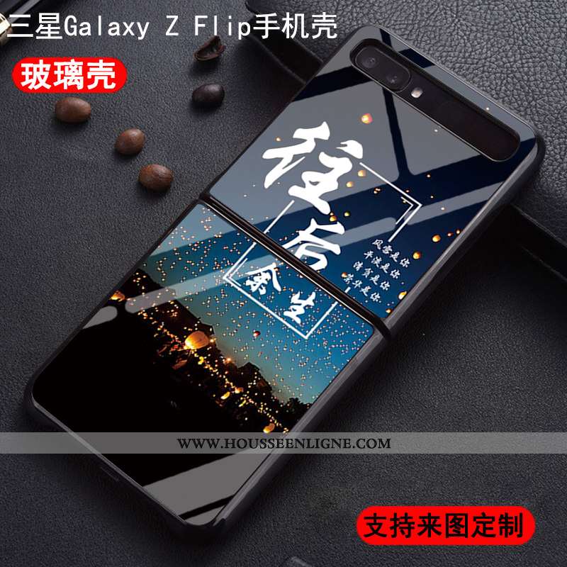 Coque Samsung Z Flip Protection Verre Nouveau Difficile Plier Étoile Amoureux Noir