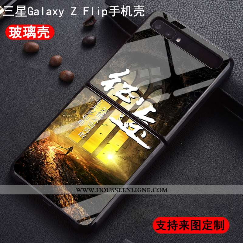 Coque Samsung Z Flip Protection Verre Nouveau Difficile Plier Étoile Amoureux Noir