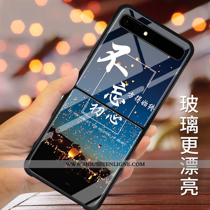 Coque Samsung Z Flip Protection Verre Nouveau Difficile Plier Étoile Amoureux Noir