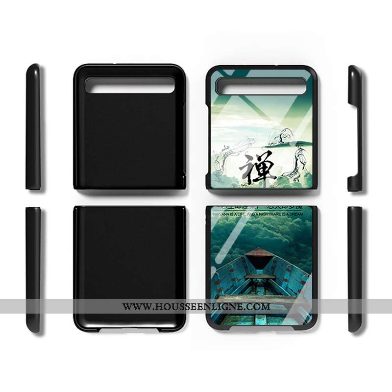Coque Samsung Z Flip Protection Verre Nouveau Difficile Plier Étoile Amoureux Noir