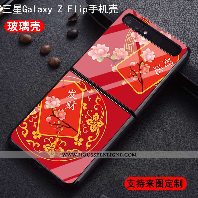 Coque Samsung Z Flip Protection Verre Silicone Difficile Téléphone Portable Étoile Personnalisé Blan