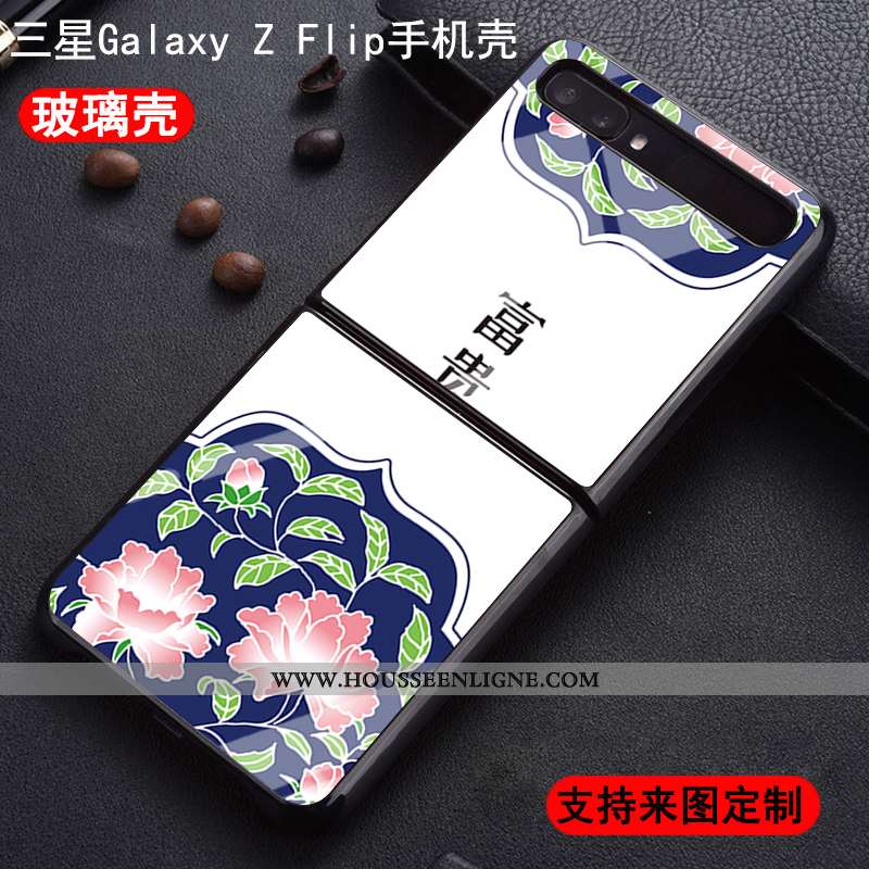 Coque Samsung Z Flip Protection Verre Silicone Difficile Téléphone Portable Étoile Personnalisé Blan