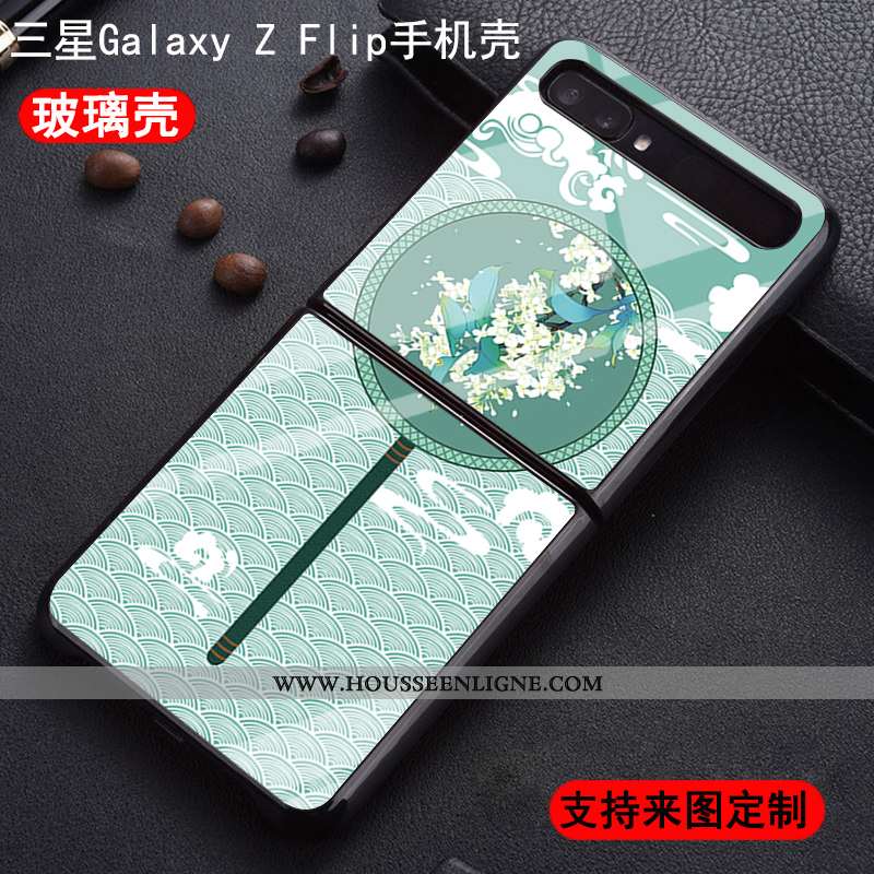 Coque Samsung Z Flip Protection Verre Silicone Difficile Téléphone Portable Étoile Personnalisé Blan