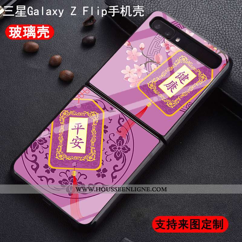 Coque Samsung Z Flip Protection Verre Silicone Difficile Téléphone Portable Étoile Personnalisé Blan