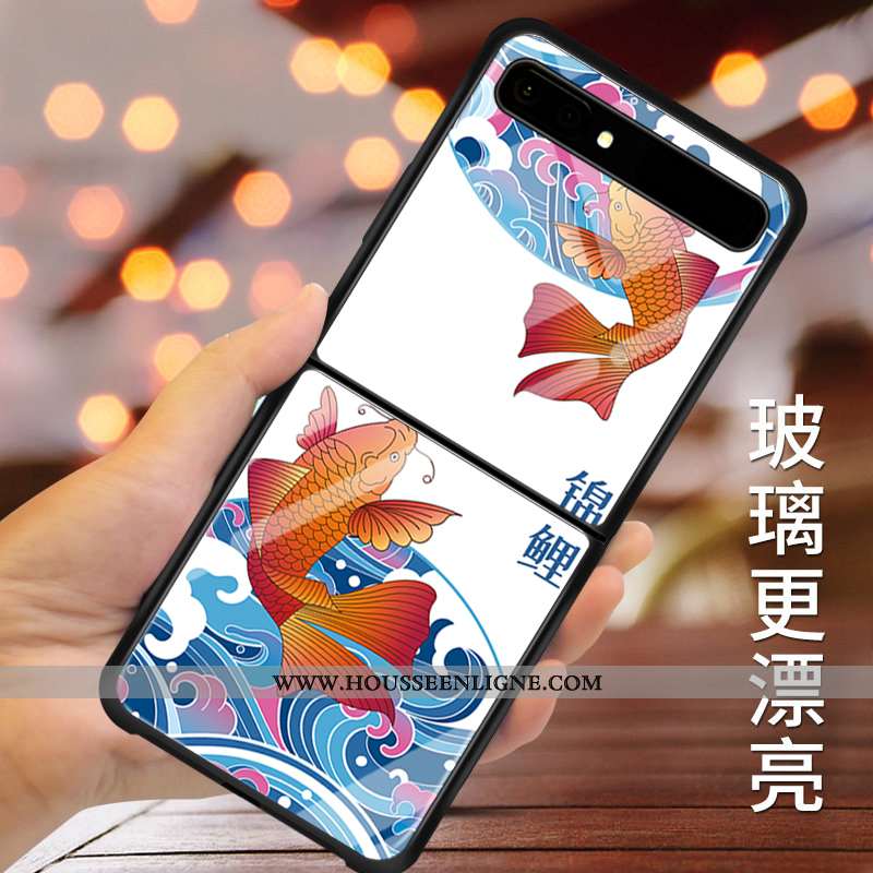 Coque Samsung Z Flip Protection Verre Silicone Difficile Téléphone Portable Étoile Personnalisé Blan