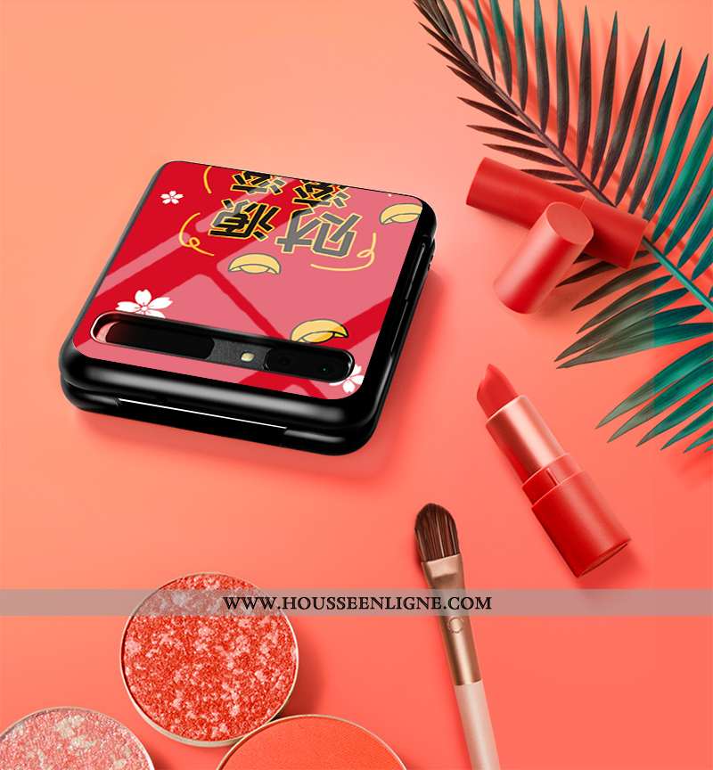 Coque Samsung Z Flip Verre Fluide Doux Personnalisé Étoile Plier Incassable Nouveau Rouge