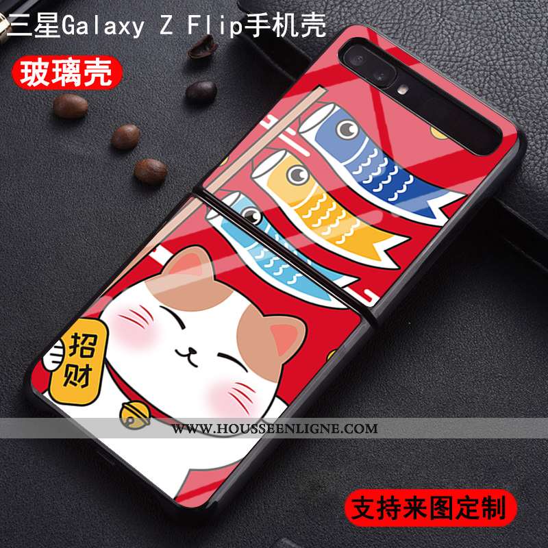 Coque Samsung Z Flip Verre Fluide Doux Personnalisé Étoile Plier Incassable Nouveau Rouge