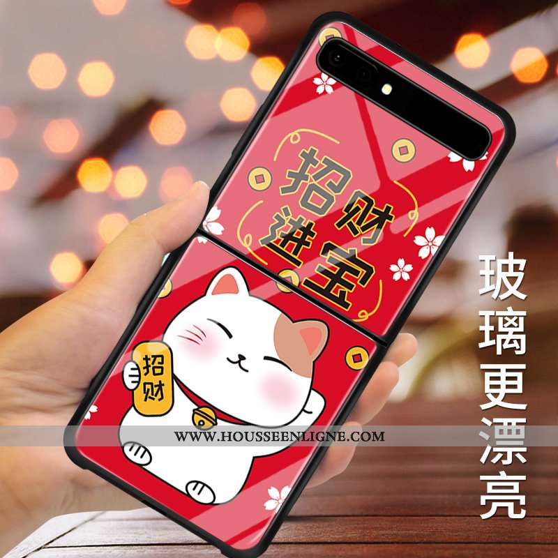 Coque Samsung Z Flip Verre Fluide Doux Personnalisé Étoile Plier Incassable Nouveau Rouge