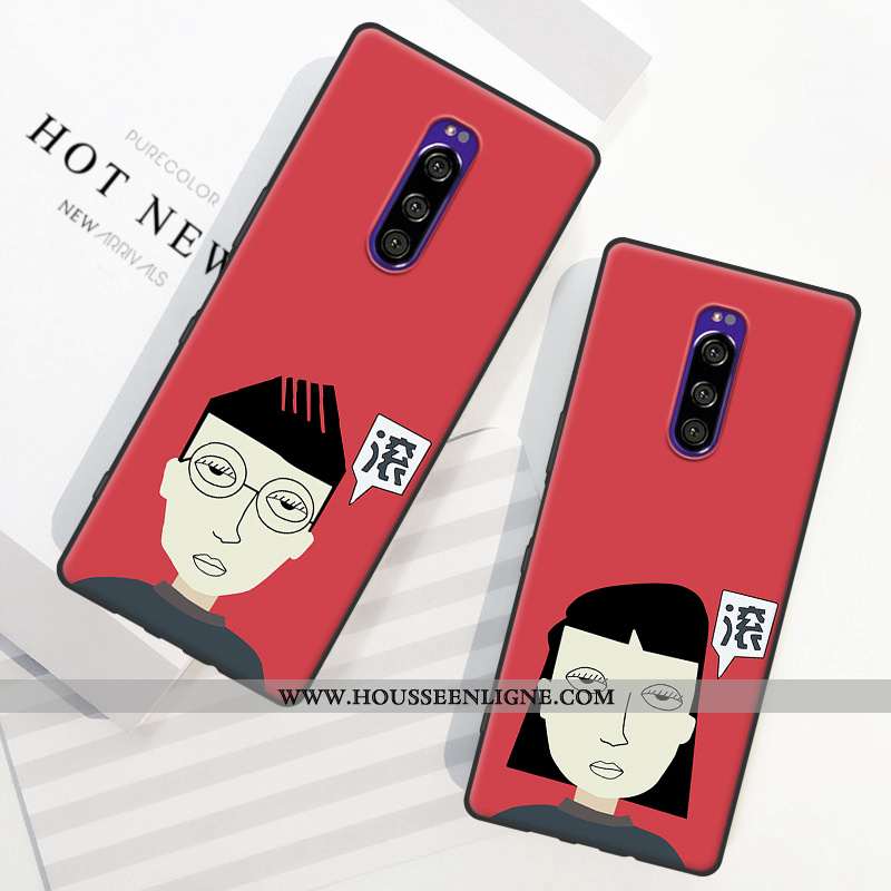 Coque Sony Xperia 1 Fluide Doux Silicone Personnalité Tendance Incassable Étui Rouge