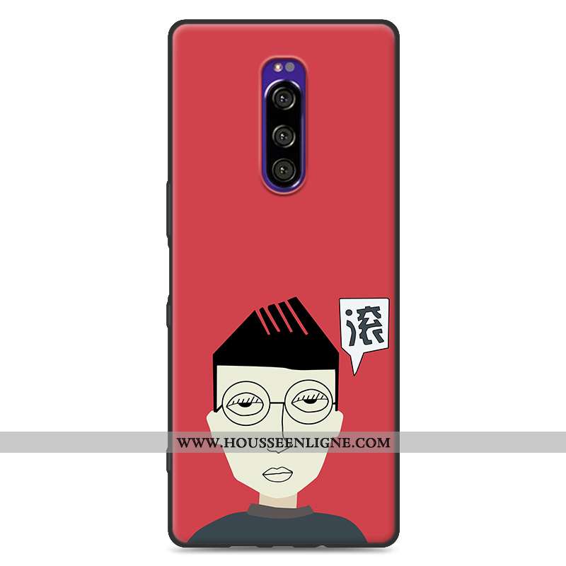 Coque Sony Xperia 1 Fluide Doux Silicone Personnalité Tendance Incassable Étui Rouge