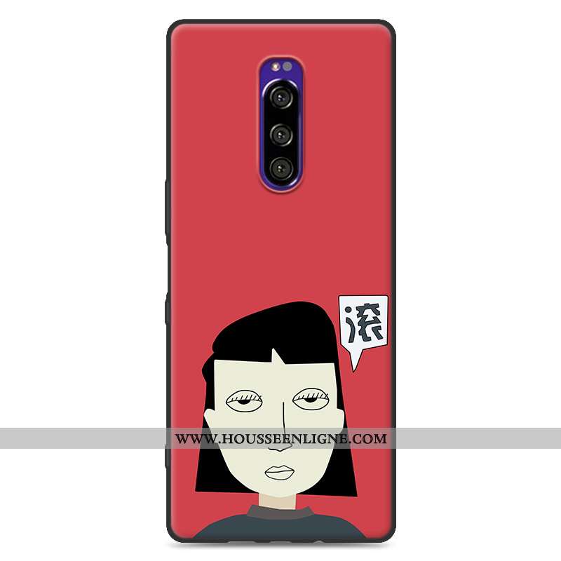 Coque Sony Xperia 1 Fluide Doux Silicone Personnalité Tendance Incassable Étui Rouge