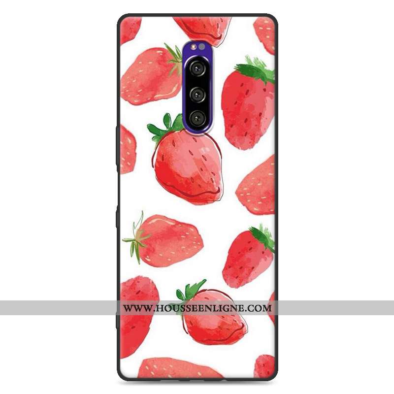 Coque Sony Xperia 1 Fluide Doux Silicone Personnalité Tendance Incassable Étui Rouge