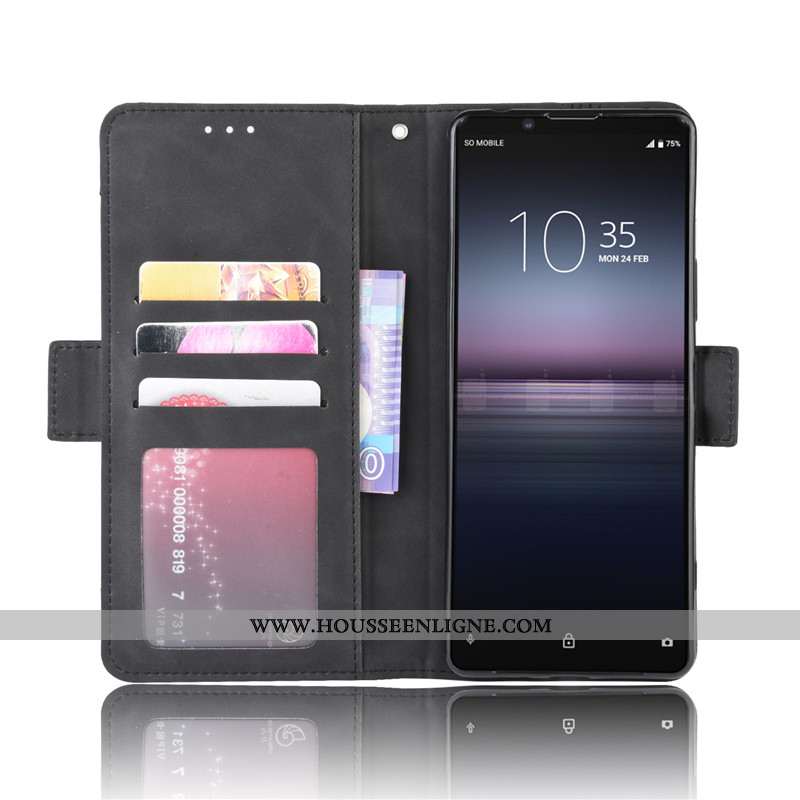 Coque Sony Xperia 1 Ii Fluide Doux Protection Cuir Housse Étui Téléphone Portable Noir