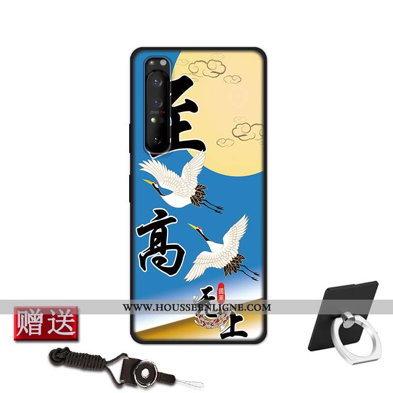 Coque Sony Xperia 1 Ii Fluide Doux Silicone Protection Étui Téléphone Portable Délavé En Daim Bleu