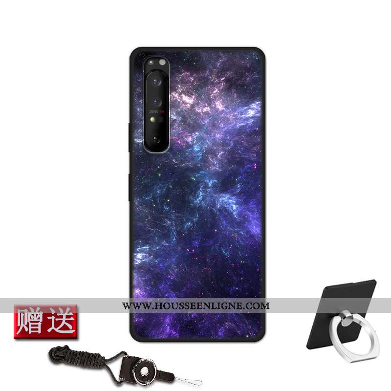 Coque Sony Xperia 1 Ii Fluide Doux Silicone Protection Étui Téléphone Portable Délavé En Daim Bleu