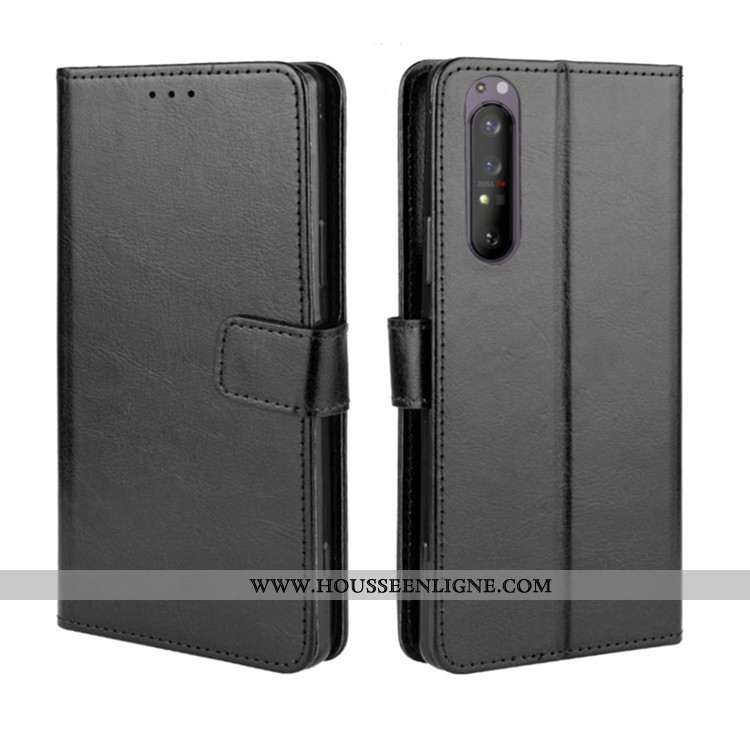 Coque Sony Xperia 1 Ii Portefeuille Cuir Téléphone Portable Étui Housse Noir