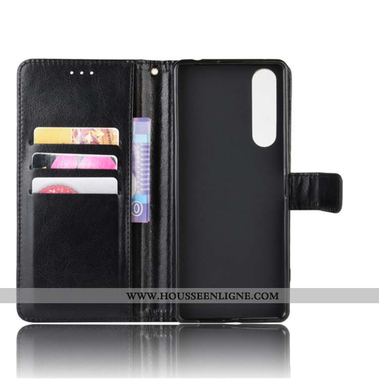Coque Sony Xperia 1 Ii Portefeuille Cuir Téléphone Portable Étui Housse Noir