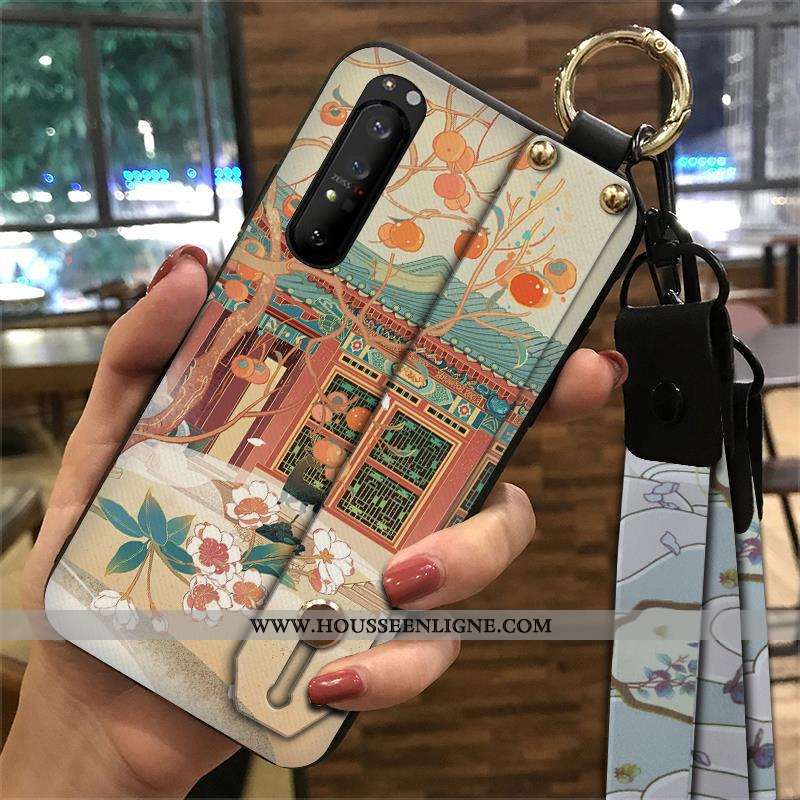 Coque Sony Xperia 1 Ii Vintage Tendance Fluide Doux Ornements Suspendus Téléphone Portable Style Chi