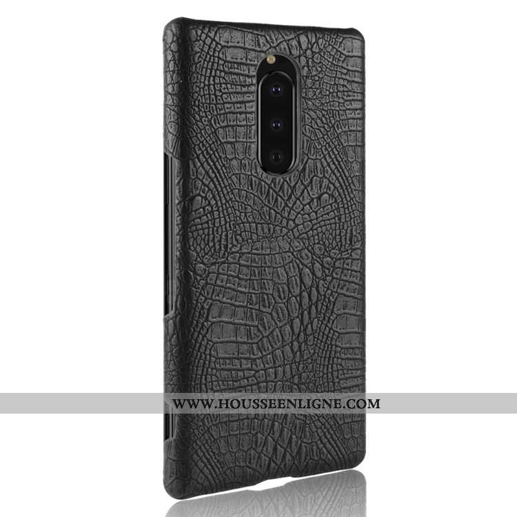 Coque Sony Xperia 1 Modèle Fleurie Protection Cuir Tendance Qualité Téléphone Portable Bleu Foncé