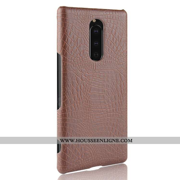 Coque Sony Xperia 1 Modèle Fleurie Protection Cuir Tendance Qualité Téléphone Portable Bleu Foncé